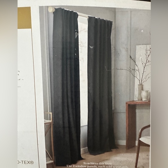 Everhome Embroidered Diamond Wave Balck Blackout Wall Art Curtains NWT - Picture 6 of 7